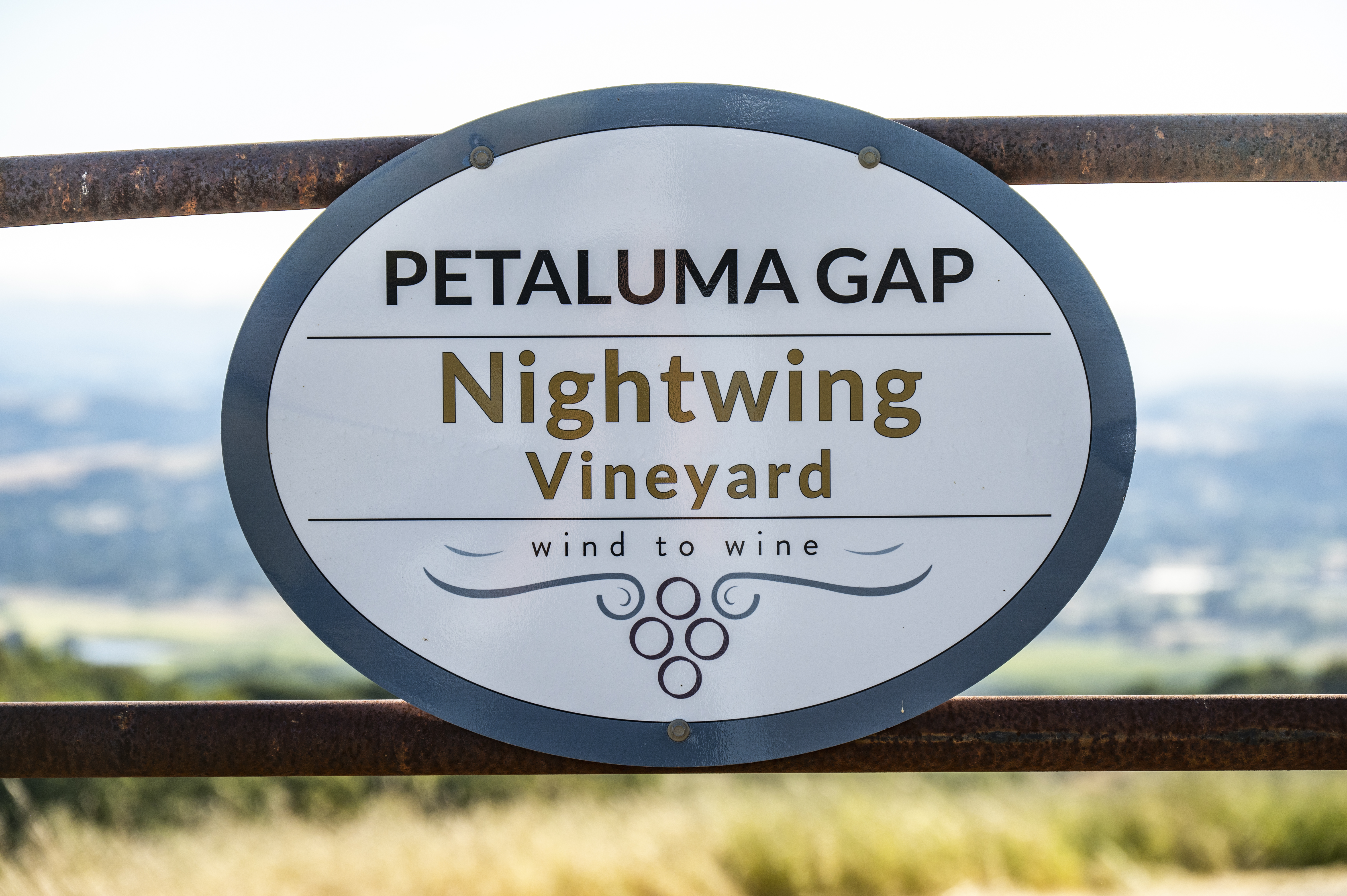 Entrance sign for Nightwing Vineyard