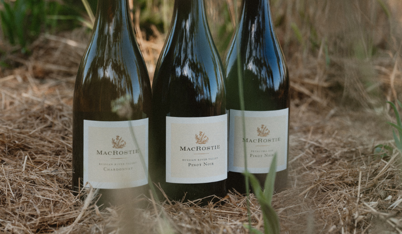 Lineup of bottles of MacRostie wine