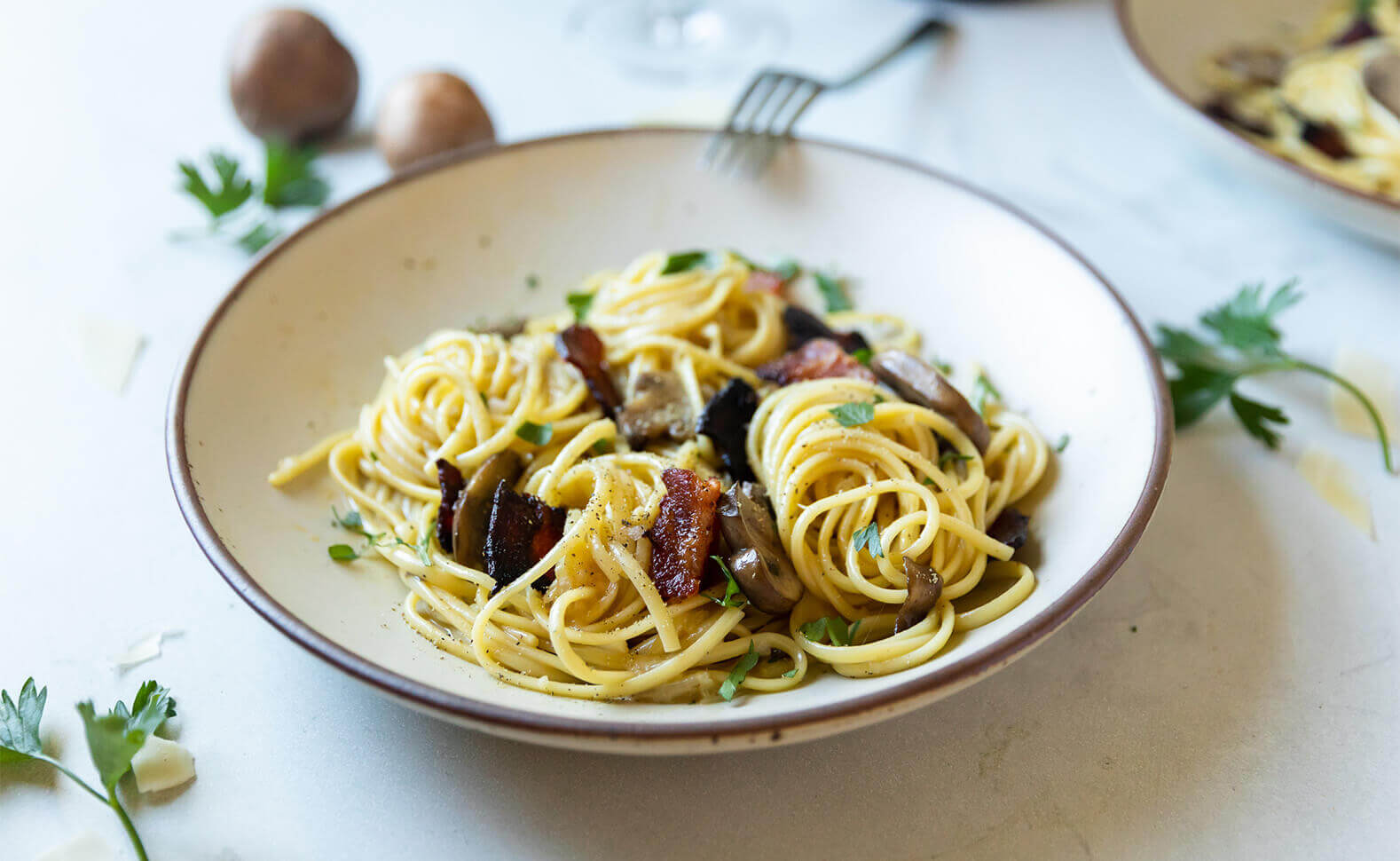 Bacon Mushroom Carbonara | MacRostie Winery