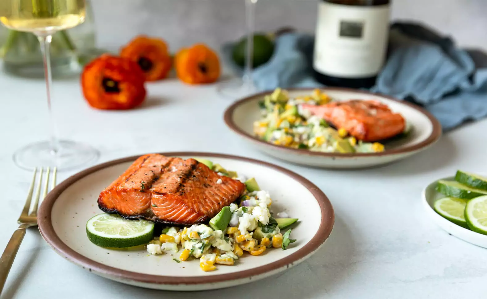 Grilled Salmon with Avocado Corn Salad 