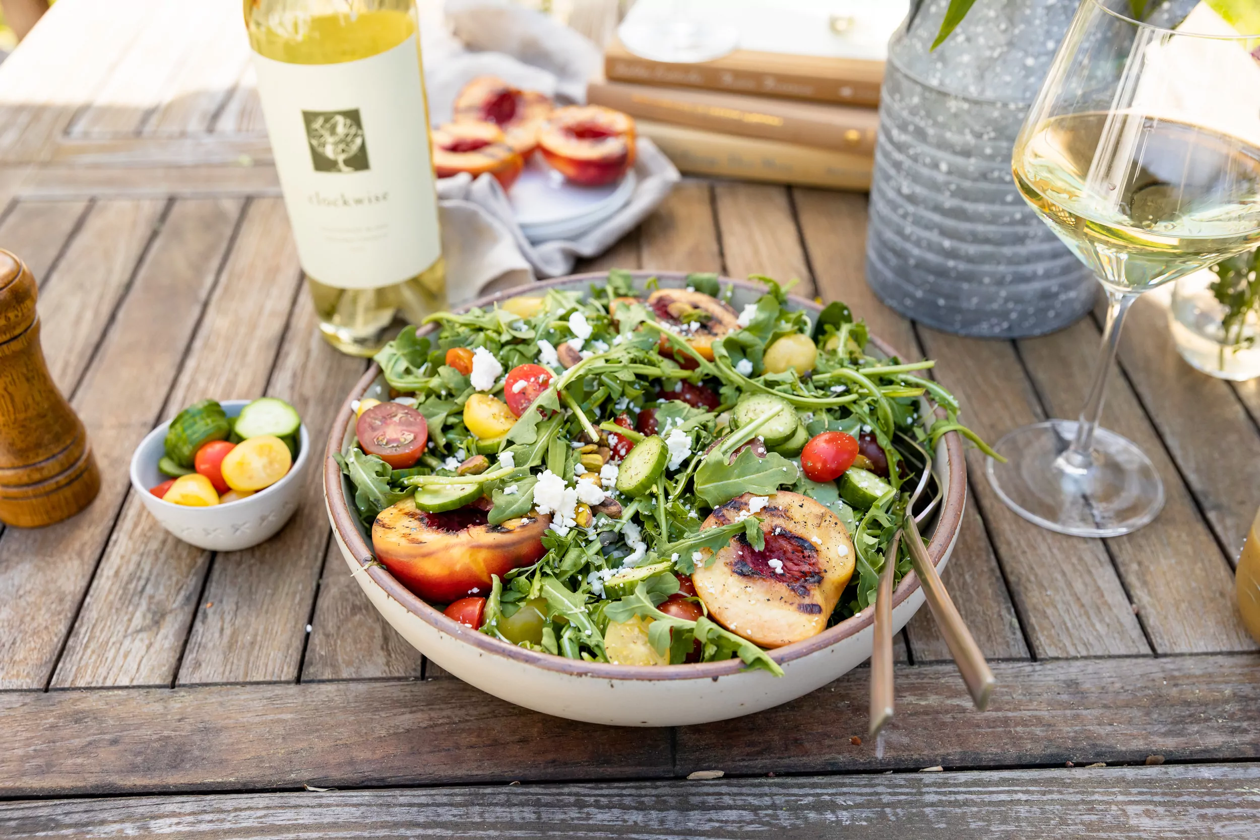 Spring Salad with Grilled Nectarines & Honey Dijon Dressing