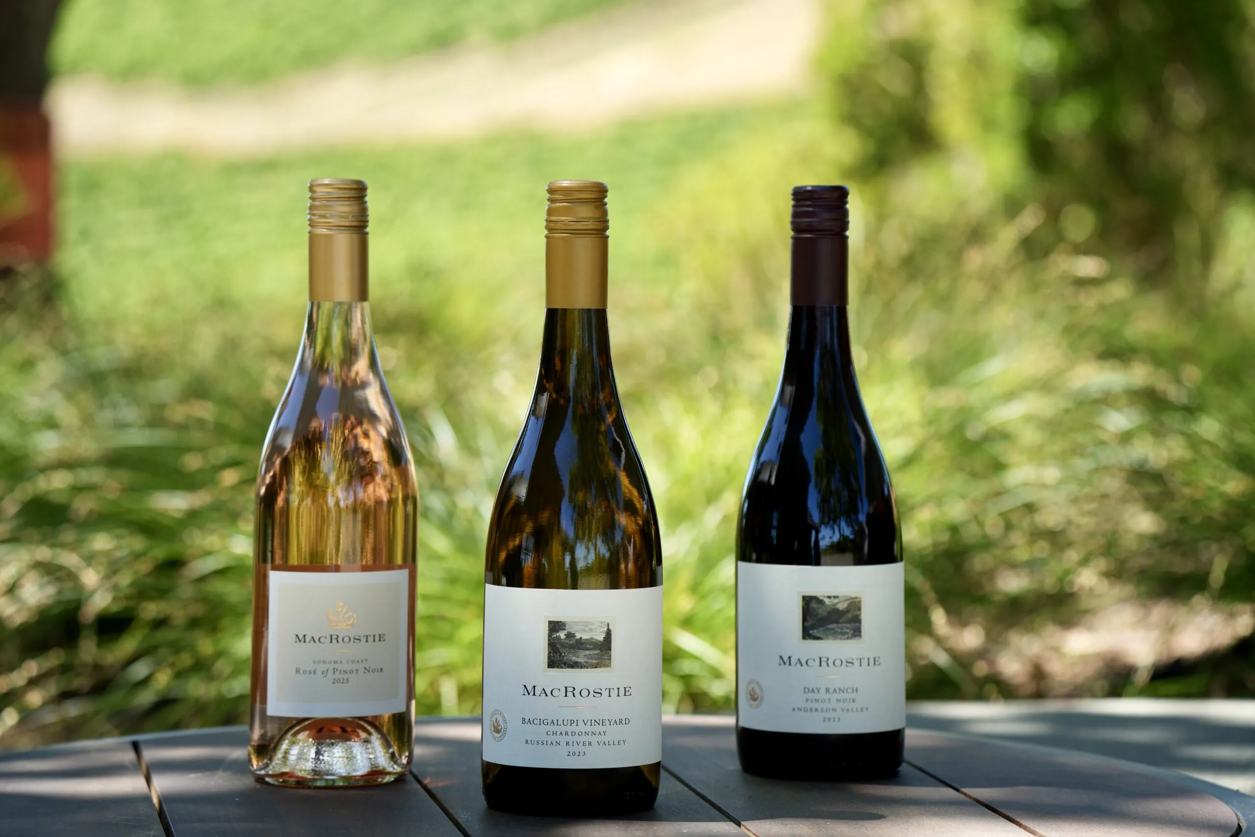 Line up of bottles outside