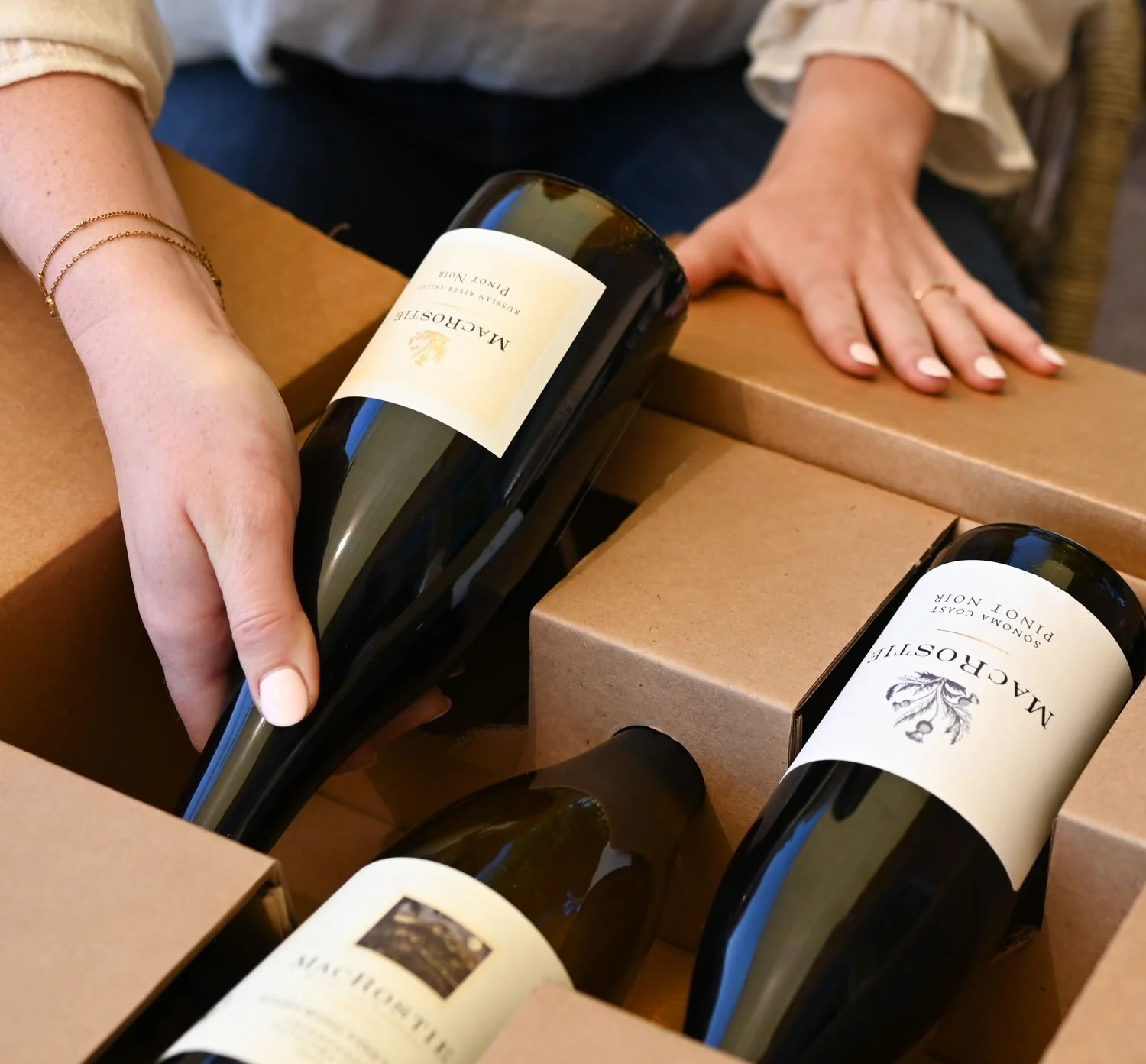 MacRostie wines being removed from a shipping box