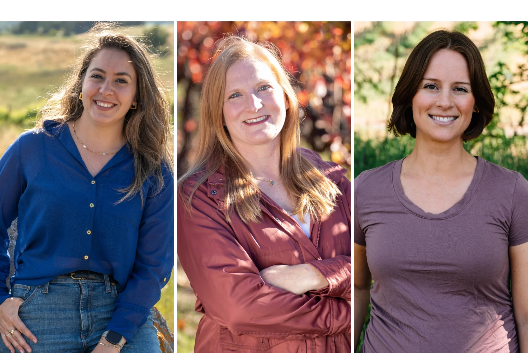 Winemaker Heidi Bridenhagen, Assistant Winemaker Carolina Guerra, and Grower Relations Manager & Viticulturist Taylor Abudi