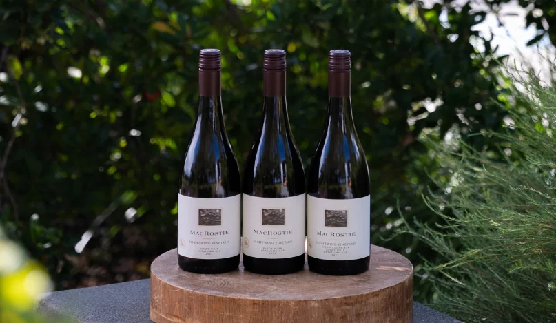 A lineup of MacRostie wine