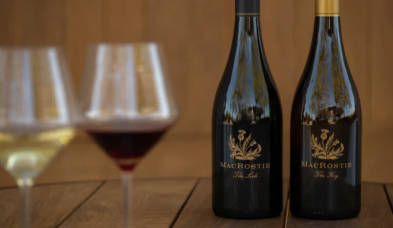 MacRostie wines next to glasses of wine